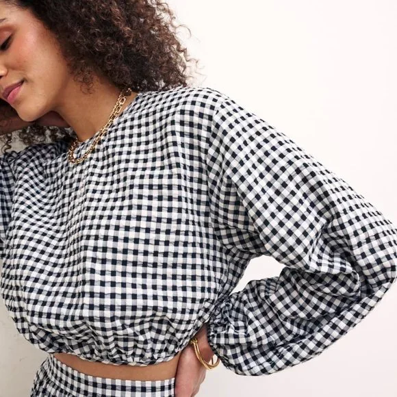 NWT Nobody's Child Black Gingham Top (Matching Skirt Available) - Picture 5 of 6
